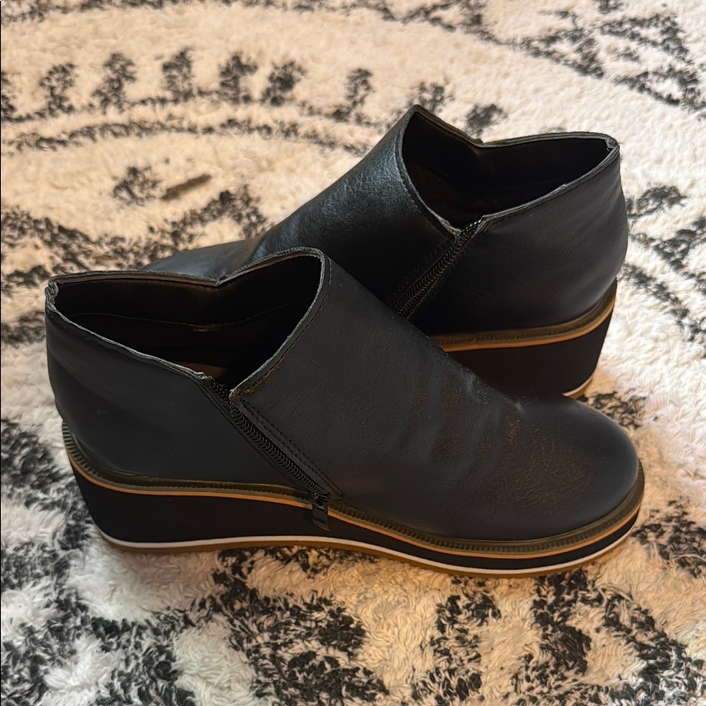Black Platform Wedge Ankle Boots